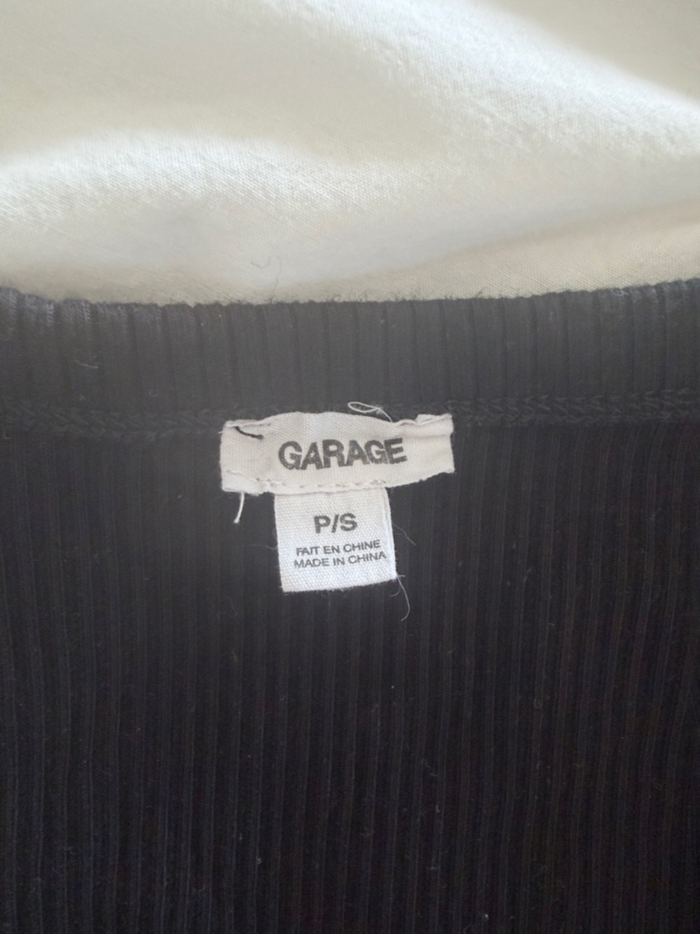 Garage Black Ribbed Deep V Crop Top - Picture 3 of 3